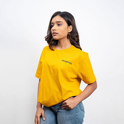 Round Neck Unisex T-shirt Mustard